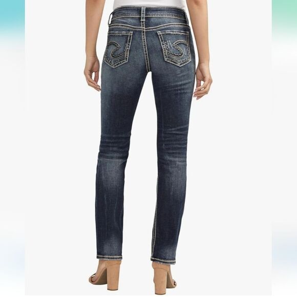 Silver Jeans Co. Women's Suki Mid Rise Curvy Fit Straight Leg Jeans W32x33 - Picture 2 of 16